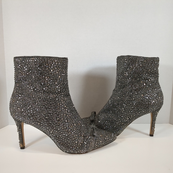 INC Ignacio womens pointed toe side zip rhinestone dark pewter boots size 7-1/2M - Picture 9 of 16